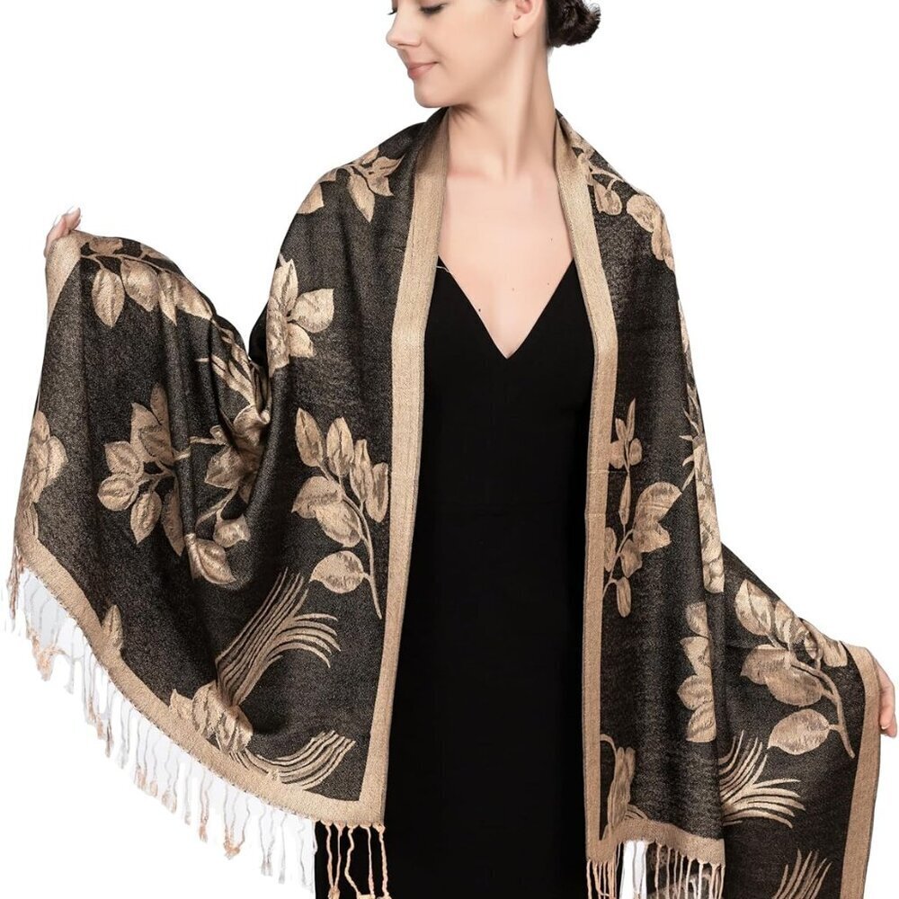 Reversible Paisley Pashmina Rave Scarf – Exotic Indian Shawls and Wraps for